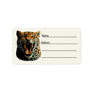 Leopard roaring attack head label