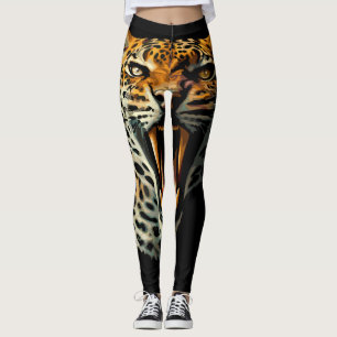 Leopard roaring attack head leggings
