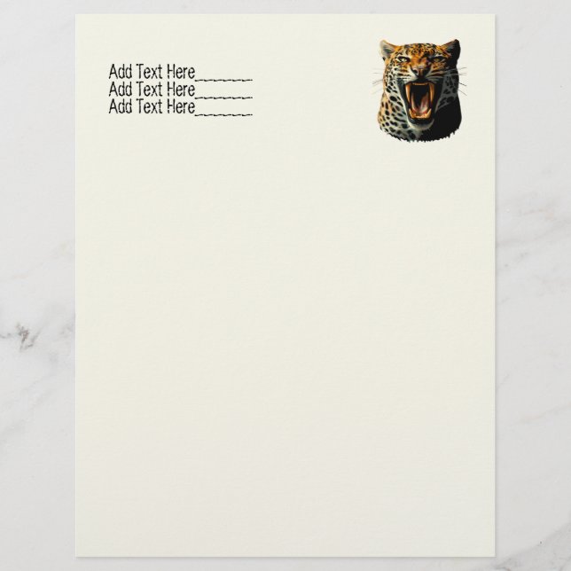 Leopard roaring attack head letterhead (Front)