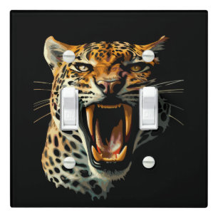 Leopard roaring attack head light switch cover