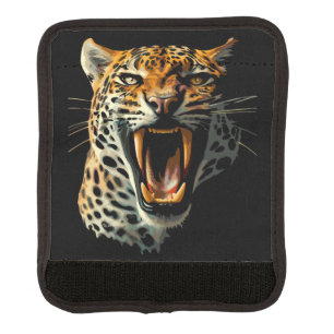Leopard roaring attack head luggage handle wrap