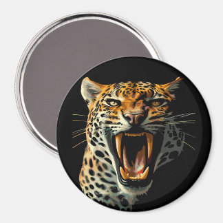 Leopard roaring attack head magnet