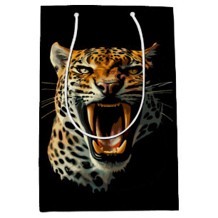 Leopard roaring attack head medium gift bag