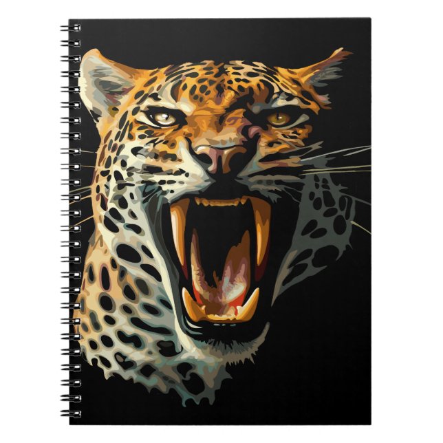 Leopard roaring attack head notebook (Front)