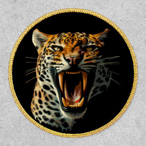Leopard roaring attack head patch