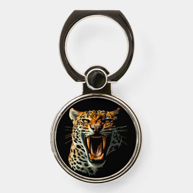 Leopard roaring attack head phone ring stand (Front)