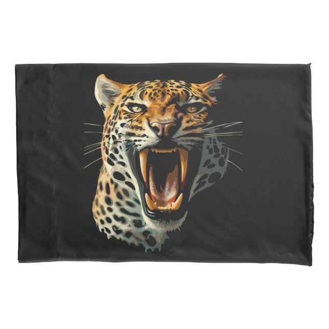 Leopard roaring attack head pillow case (Front)