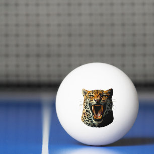 Leopard roaring attack head ping pong ball