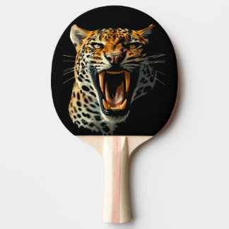 Leopard roaring attack head ping pong paddle