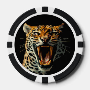 Leopard roaring attack head poker chips