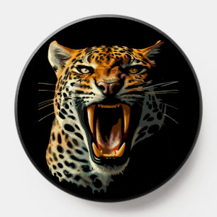 Leopard roaring attack head PopSocket
