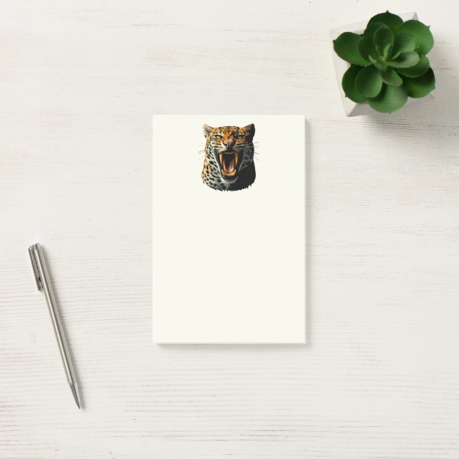 Leopard roaring attack head post-it notes (Office)