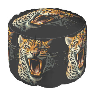 Leopard roaring attack head pouf