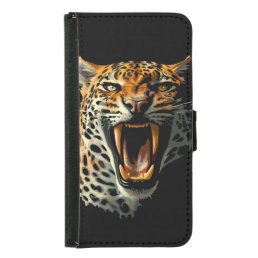 Leopard roaring attack head samsung galaxy s5 wallet case