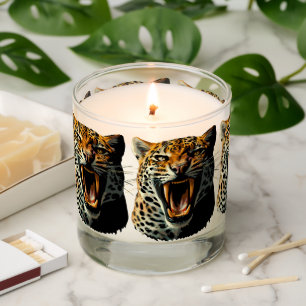 Leopard roaring attack head scented candle