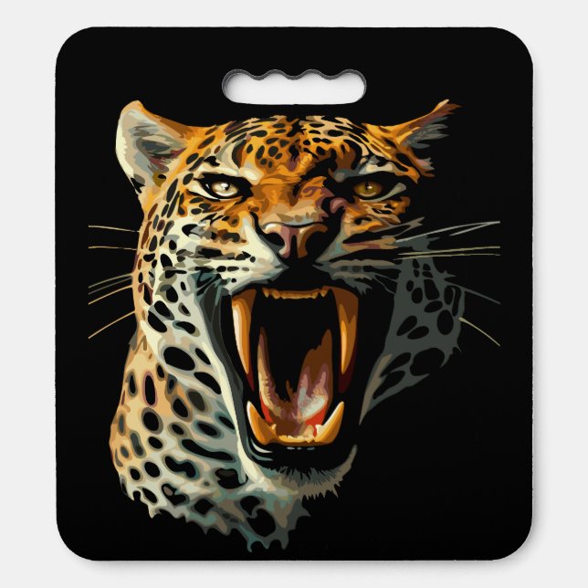 Leopard roaring attack head seat cushion (Front Vertical)