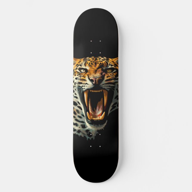 Leopard roaring attack head skateboard (Front)