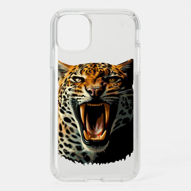 Leopard roaring attack head speck iPhone 11 case (Front)