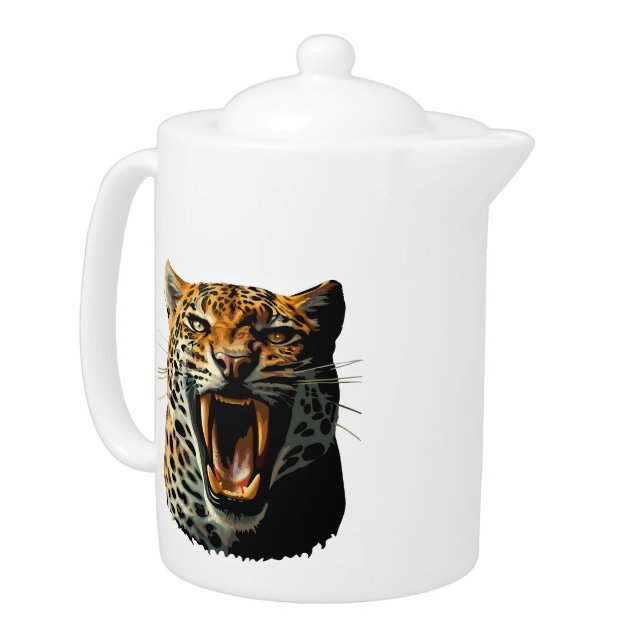 Leopard roaring attack head teapot (Left)