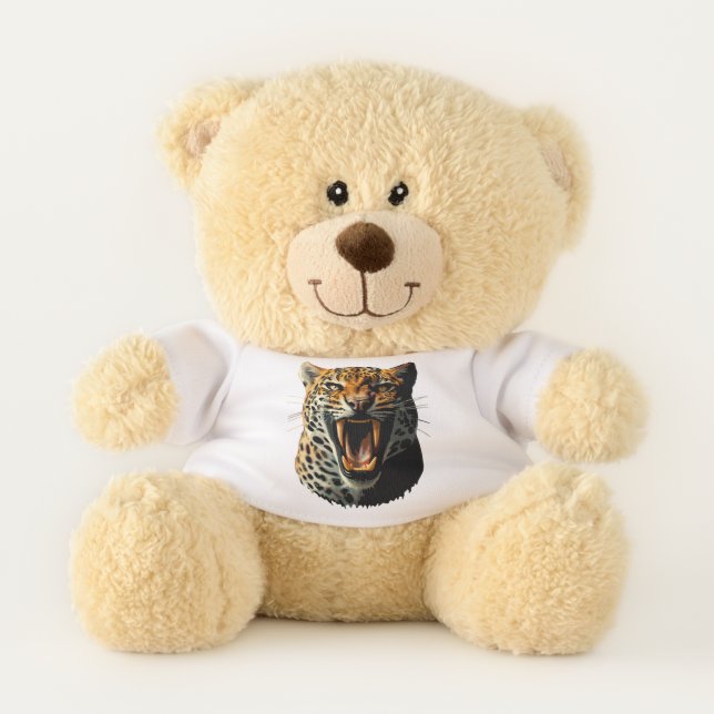 Leopard roaring attack head teddy bear (Front)