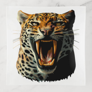 Leopard roaring attack head trinket tray