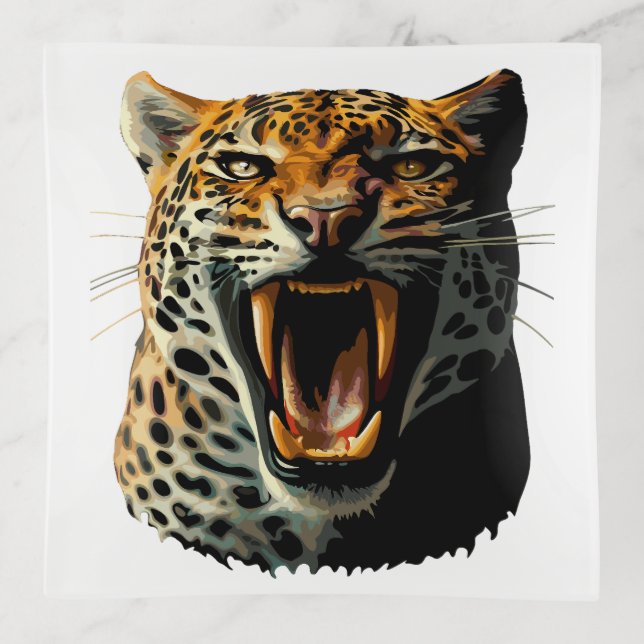 Leopard roaring attack head trinket tray (Front)