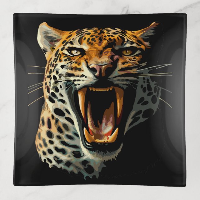 Leopard roaring attack head trinket tray (Front)