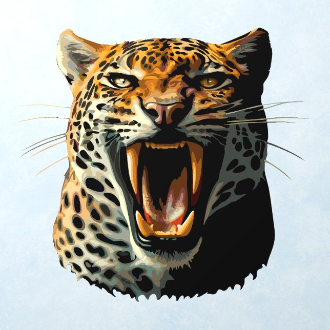 Leopard roaring attack head wall decal  (Insitu 1)