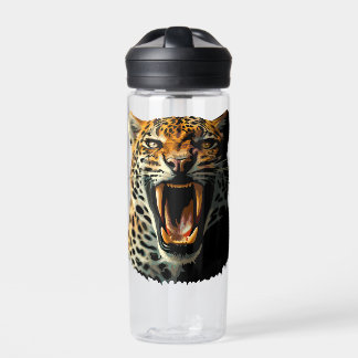 Leopard roaring attack head water bottle