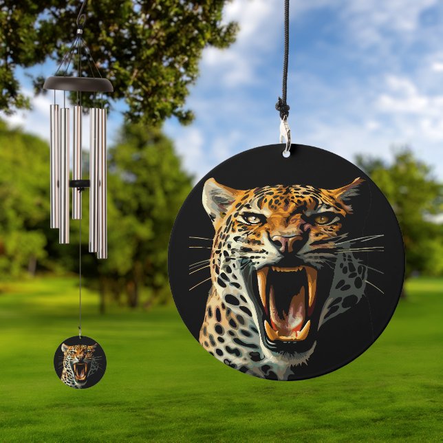 Leopard roaring attack head wind chime  (Outdoor)