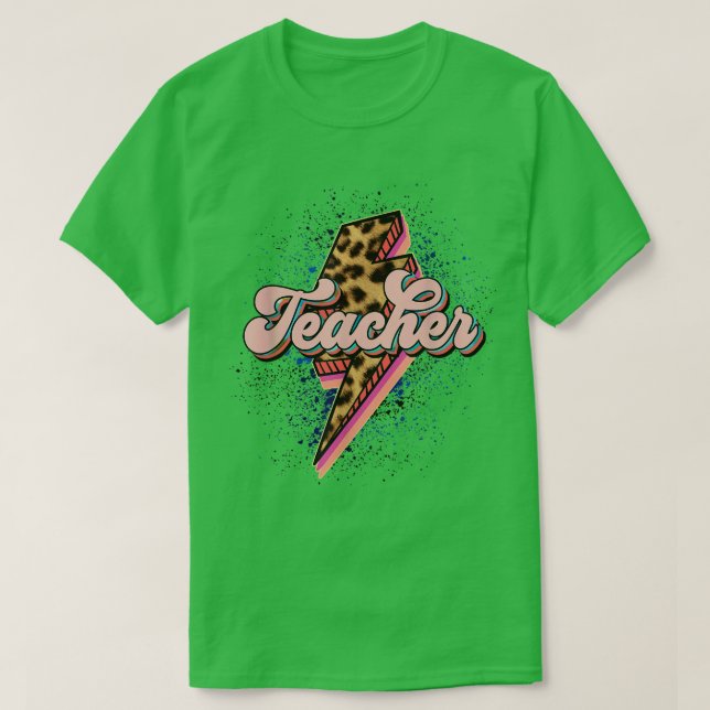 Leopard Rock Star Teacher Rocks And Roll Last Day  T-Shirt (Design Front)