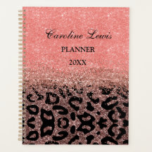 Leopard Rose Gold Glitter 2023 Planner With Name