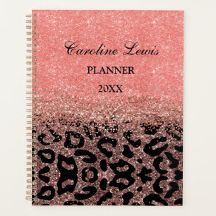 Leopard Rose Gold Glitter 2023 Planner With Name