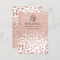 Leopard rose gold logo jewelry earring necklace business card