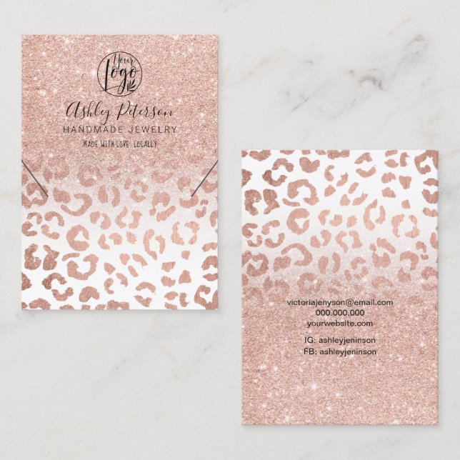Leopard rose gold logo jewelry earring necklace business card (Front/Back)