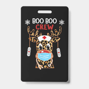 Leopard Rudolph Reindeer Face Mask Nurse Boo Boo Badge