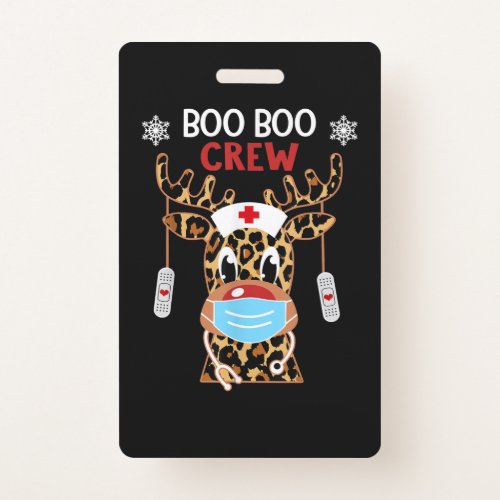 Leopard Rudolph Reindeer Face Mask Nurse Boo Boo Badge