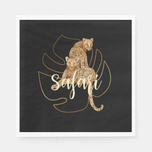 Leopard safari black napkins