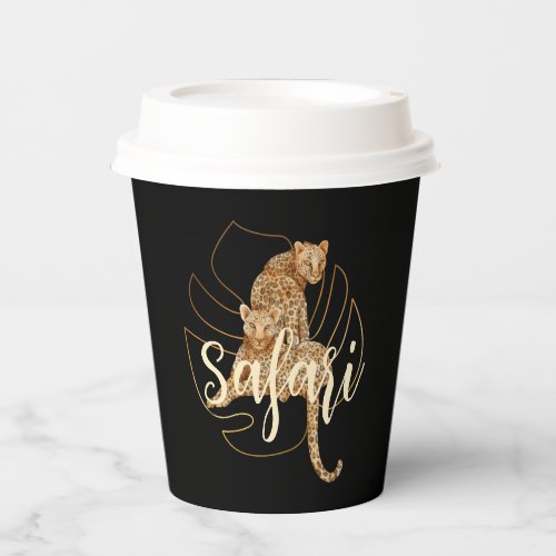 Leopard safari black paper cups