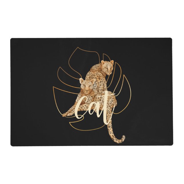 Leopard safari black place mat (Front)