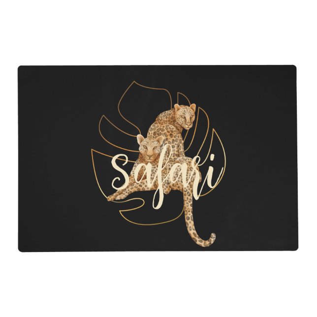 Leopard safari black  place mat (Front)