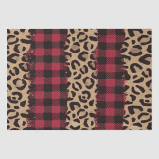 Leopard safari Buffalo Plaid Christmas Tissue Paper