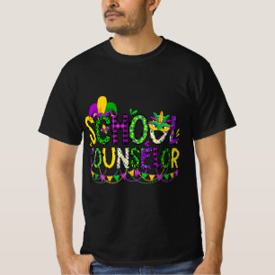 Leopard School Counselor Mardi Gras Fat Bead Tuesd T-Shirt