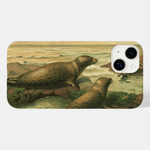 Leopard Seals, Vintage Aquatic Animals Marine Life Case-Mate iPhone 14 Case