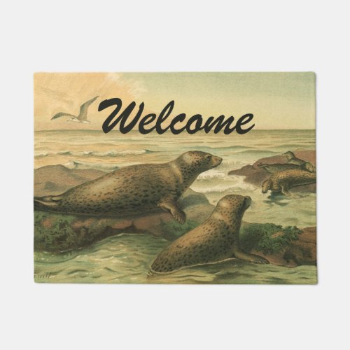 Leopard Seals Vintage Aquatic Animals Marine Life Doormat