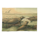 Leopard Seals, Vintage Aquatic Animals Marine Life Kitchen Towel