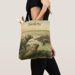 Leopard Seals, Vintage Aquatic Animals Marine Life Tote Bag