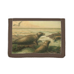 Leopard Seals, Vintage Aquatic Animals Marine Life Trifold Wallet