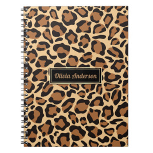 Leopard Seamless Pattern Custom Name Notebook
