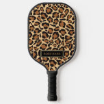 Leopard Seamless Pattern Custom Name Pickleball Paddle